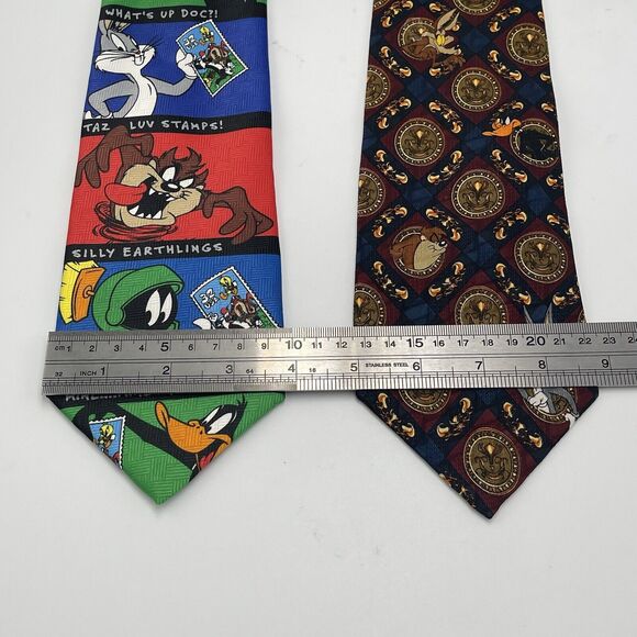 Lot of 2 Vintage 1996 1997 Looney Tunes Novelty Neck Tie Bugs Bunny Daffy Duck - Picture 2 of 5
